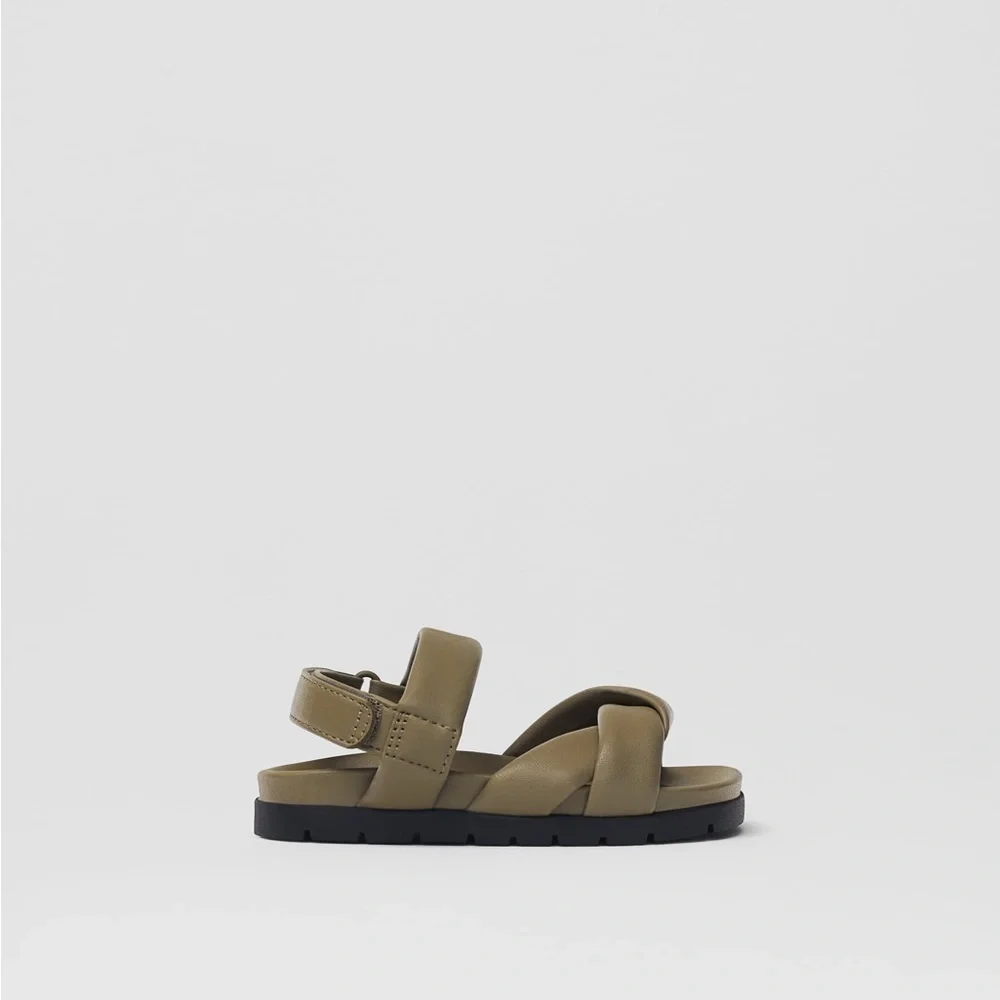 QUILTED SANDALS - LIMITED EDITION Zara Olive green 5.5 baby